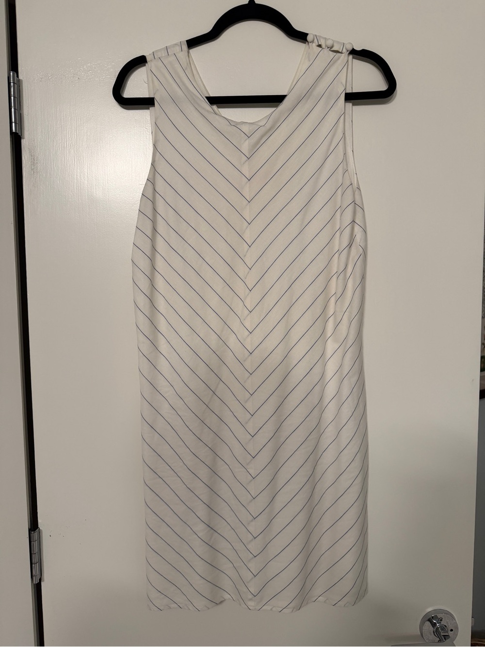 Anthropologie Hutch White Dress with Blue Pinstripes